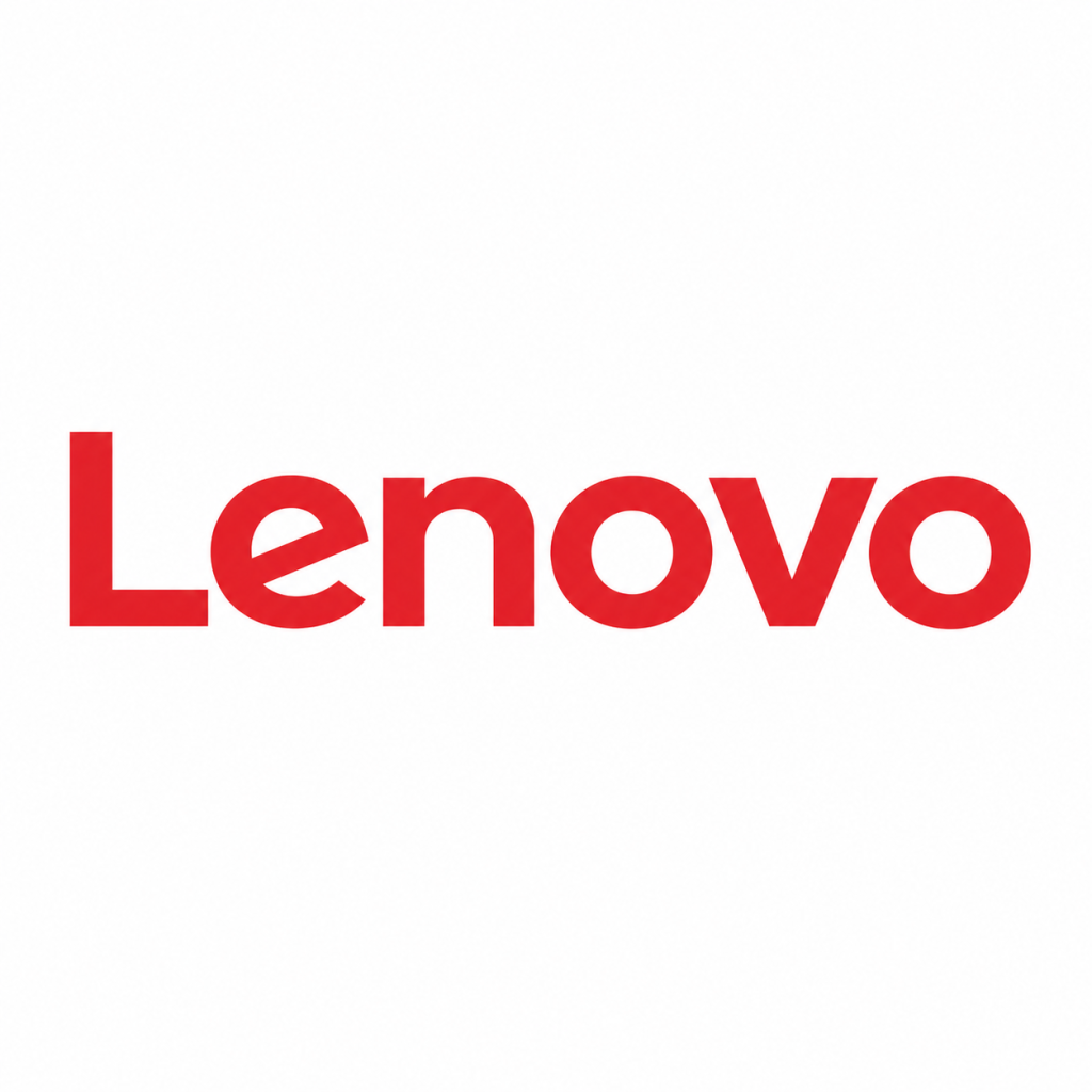 Lenovo wordmark logo in red on a white background.